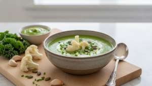 Leia mais sobre o artigo Adeus Inchaço: O Segredo do Caldo Verde Funcional com Couve-Flor e Biomassa que Você Precisa Fazer Hoje!
