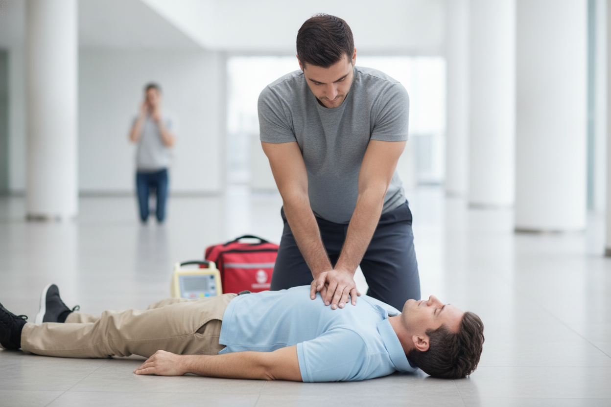 Leia mais sobre o artigo Passo a Passo da RCP: O Guia Urgente de Compressões Torácicas para Salvar Vidas e Fazer o Coração Bater Até o Socorro Chegar